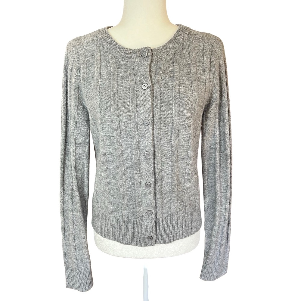 Reformation $178 Grey Hannah Merino Wool Cable Knit Classic Cardigan Sweater S